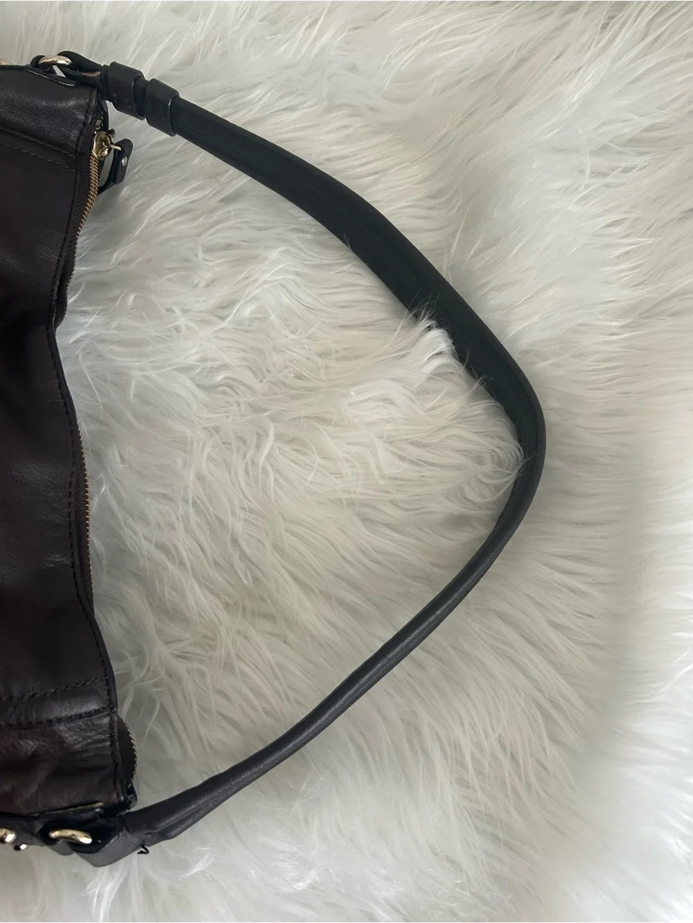 Kate Spade Brown Leather Hobo Shoulder Bag Large Dual Pocket Purse